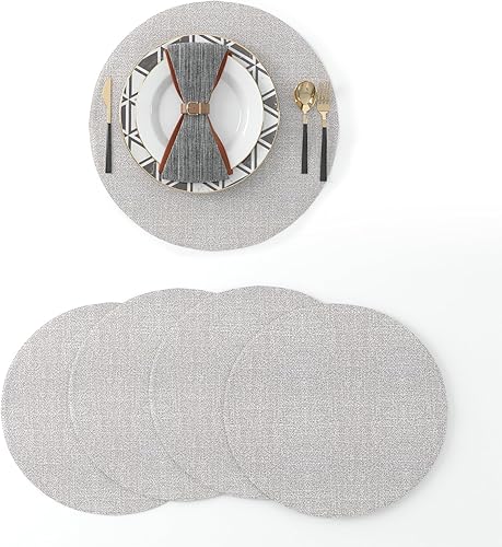 Miniatura 79 de Juego de 4 manteles individuales de lino suave hechos a mano resistentes al calor, manteles individuales para mesa de comedor, manteles individuales