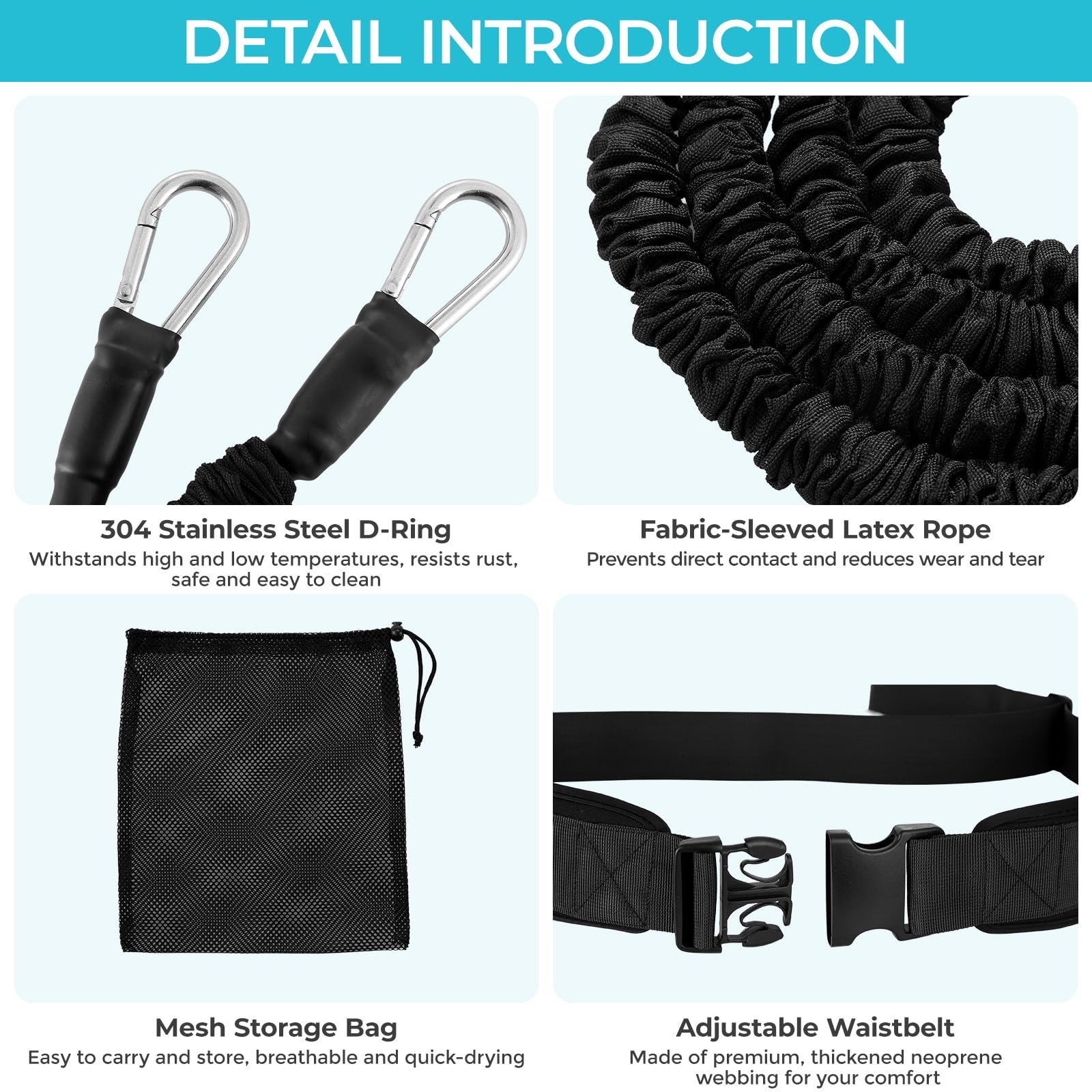 LIFERUN Cintura Aquagym Regolabile – Fascia Resistenza in Lattice Naturale – Neoprene e Fibbia a Sgancio Rapido – Per Nuoto, Aquafitness e Riabilitazione – Per Piscina Interna ed Esterna