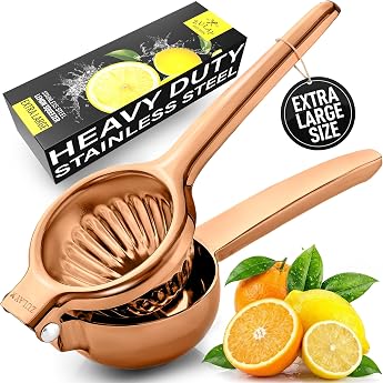 Zulay Extra Large Lemon Squeezer Stainless Steel - Easy Squeeze Heavy Duty Lemon Juicer Hand Press - Ergonomic Citrus Squeezer & Fruit Juicer for Small Orange, Lemon, Lime