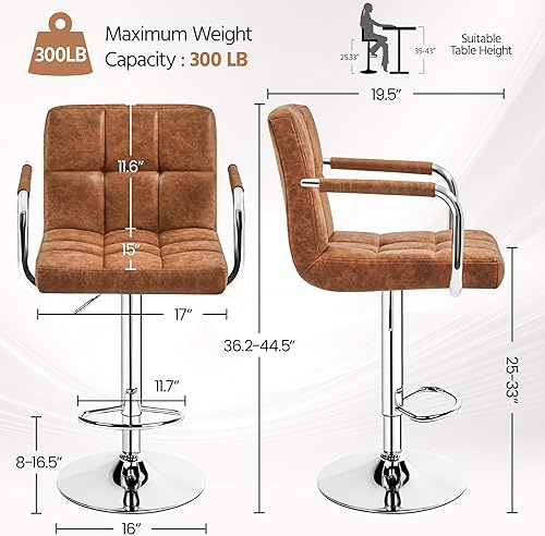 Miniatura 3 de Yaheetech 4 taburetes de bar ajustables para encimera de cocina taburetes de bar o mostrador de altura de mostrador sillas de comedor giratorias