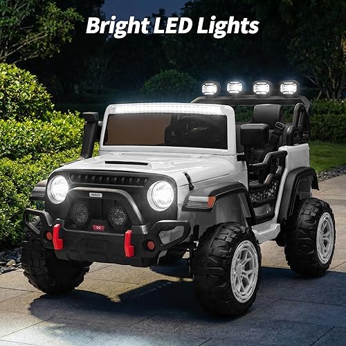 Miniatura 6 de Auto eléctrico de paseo de 2 plazas, 12 V, juguete de paseo para niños de 4 a 8 años con control remoto, neumáticos EVA - Blanco