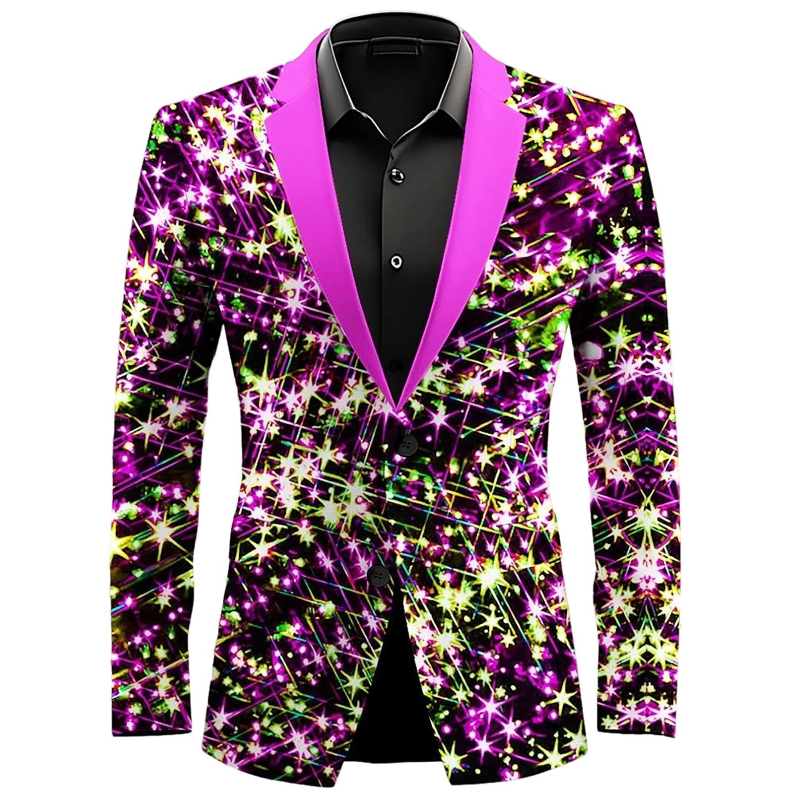 MaNMaNing Carnaval Print Stijlvol Party Formeel Avondblazer Voor Bruiloft Event En Avondgelegenheid Modieuze Jas Carnavalsjas Heren Stijlvolle Print Jas, Lichtlila, M