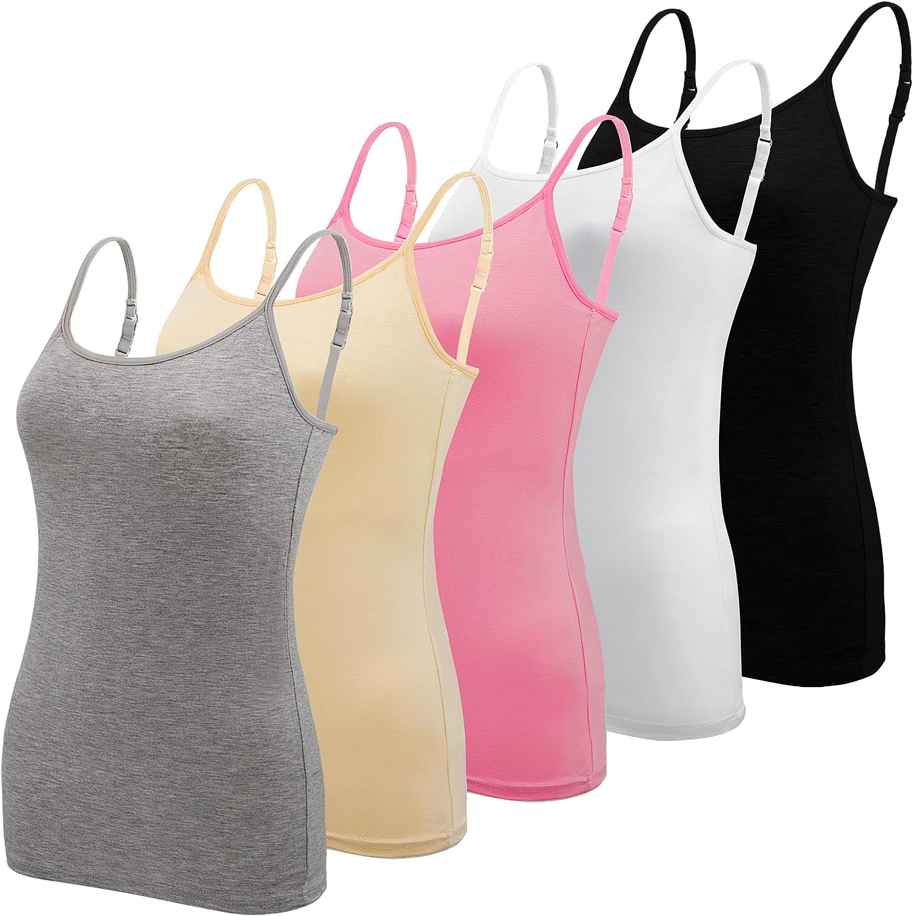 5 Pieces Basic Camisole Adjustable Strap Vest Top for Women and Girl