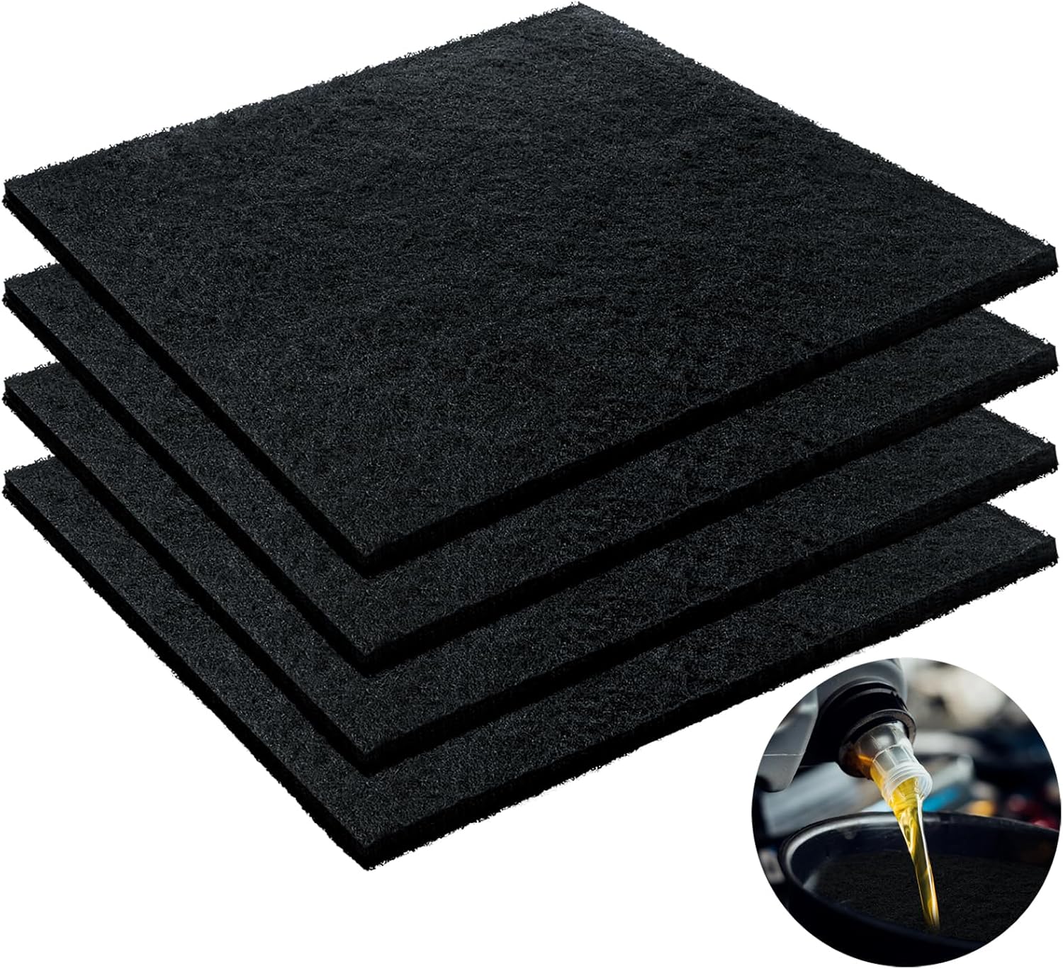 Kidum 4 Pcs 22'' Oil Drain Splash Pad Mat for Transmission Drain Pan No Splatte Squarer Pad for Mechanics and Automotive