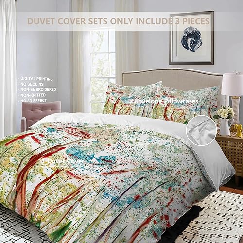 Miniatura 8 de BaoNews Juego de funda de edredón para árbol de Navidad blanco, tamaño King, 3 piezas, adornos navideños de copos de nieve, juego de ropa de cama de