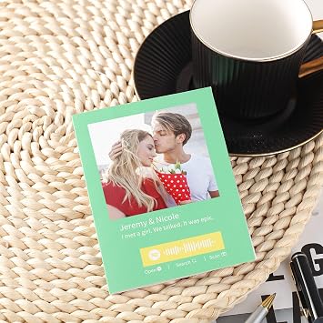 Custom Spotify Code Greeting Card Personalized Scannable Spotify Code Photo Gift Birthday Card for Couples Thank You Card with Song Plaque Music Sign Code Picture Gift for Dad Mother Friend Green