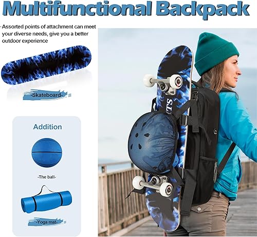 Miniatura 8 de Skateboard Backpack, Skateboard Bag Sports Backpack, Laptop Bag Multi-Sport Design for Men & Women
