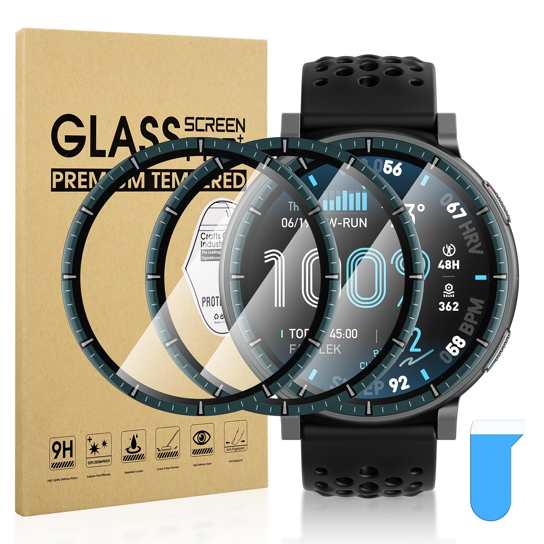 Diruite 3 Piezas Protector Pantalla para Amazfit Active MAX Protector Reloj,HD Transparente Anti-Scratch PMMA Película Protectora Compuesto