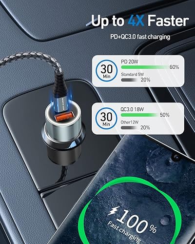 Miniatura 3 de Cargador de coche, cargador de coche USB C para iPhone 15 Pro Max, adaptador de encendedor de cigarrillos de carga rápida, cargador de coche súper