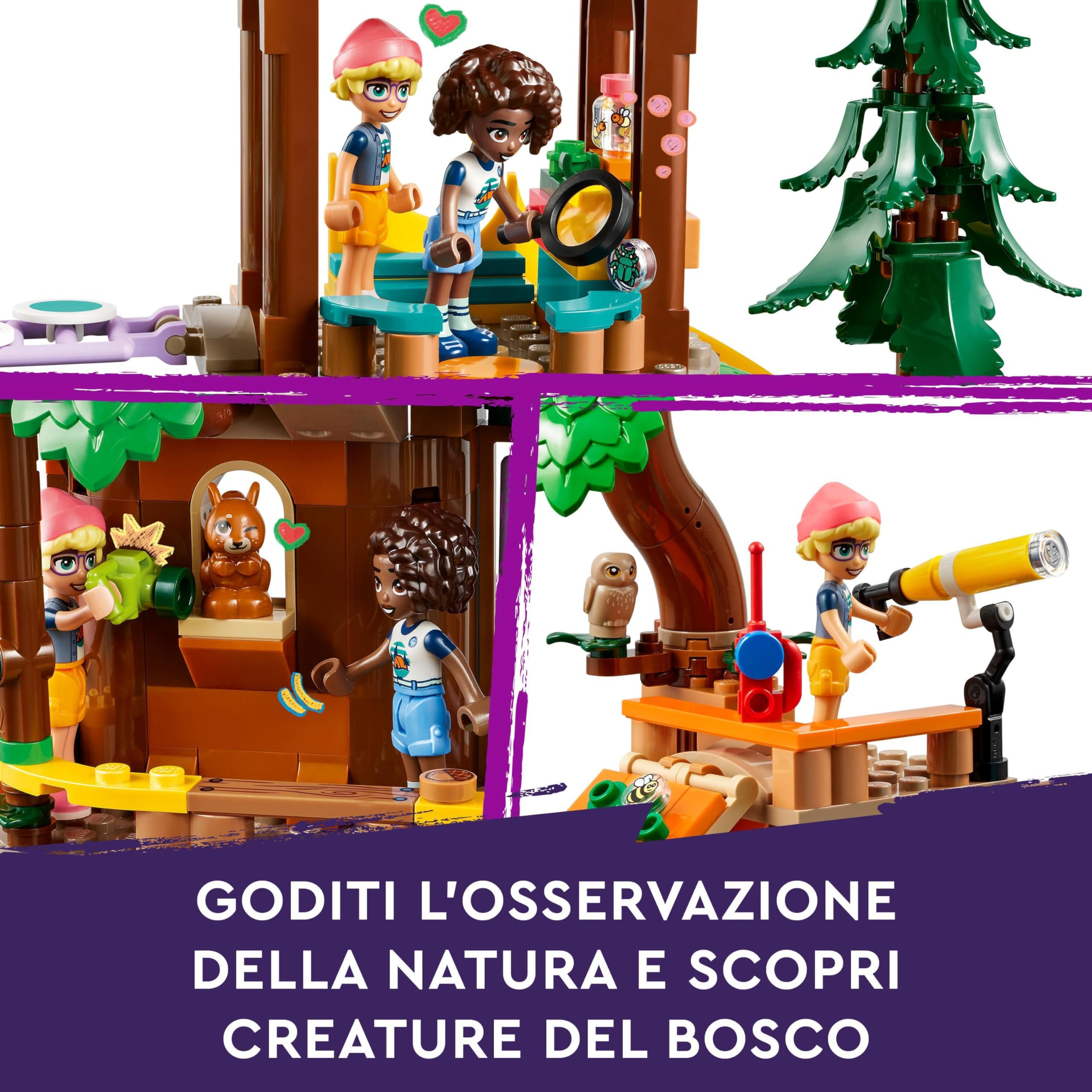 LEGO Friends La Casa sull’Albero al Campo Avventure, Gioco Educativo per Bambine e Bambini da 8 Anni con Casa da Costruire, 5 Mini Bamboline e 5 Animali Giocattolo, Idea Regalo di Compleanno 42631