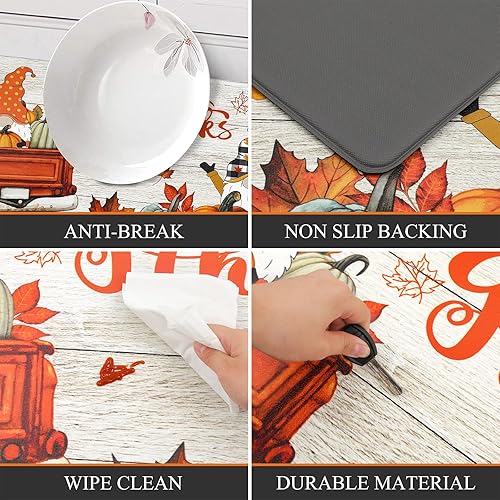 Miniatura 7 de Bsmathom Juego de 2 tapetes de cocina antifatiga para otoño, antideslizantes, impermeables, gruesos, acolchados, juego de 2, alfombra de cocina de