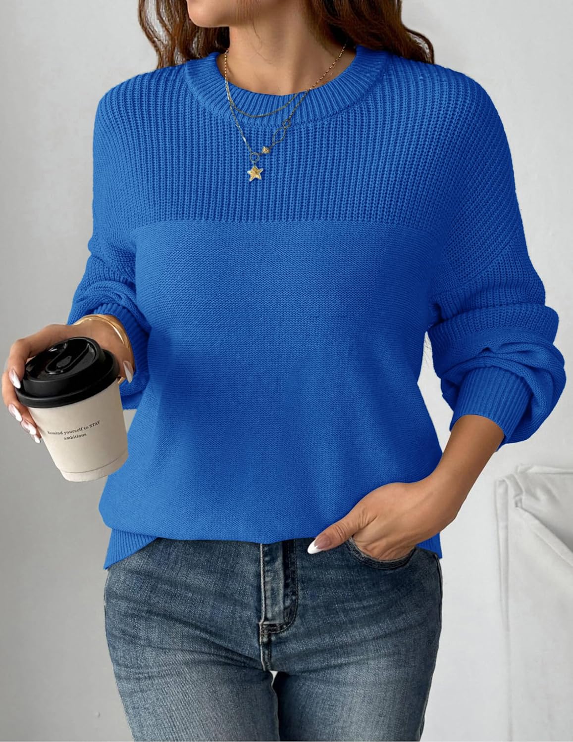 Zeagoo Women's 2026 Fall Chunky Knit Sweater Oversized Crewneck Long Sleeve Winter Cotton Pullover Sweaters Jumper Tops - Image 3