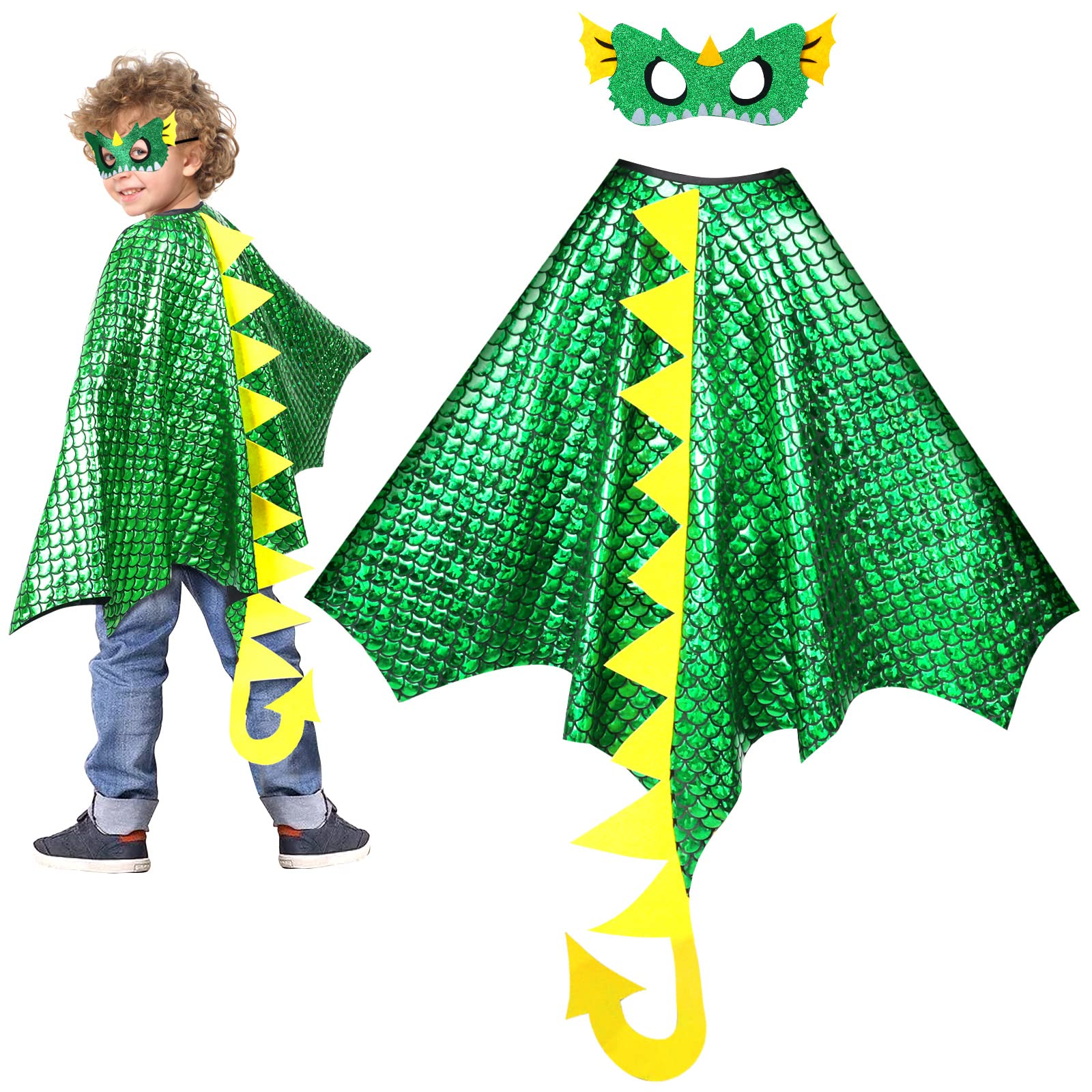 Tacobear Disfraz Dinosaurio Niño Cosplay Dinosaurios Capa Dinosaurio Capucha con Máscara Dinosaurio Carnaval Halloween Navidad Disfraces para Niños y Niñas de 3 4 5 6 7 8 años (A)