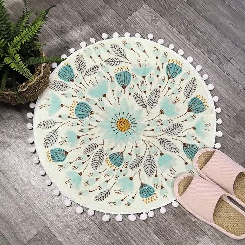 Uphome Small Round Rug 2’ Circle Cute Bath Mat with