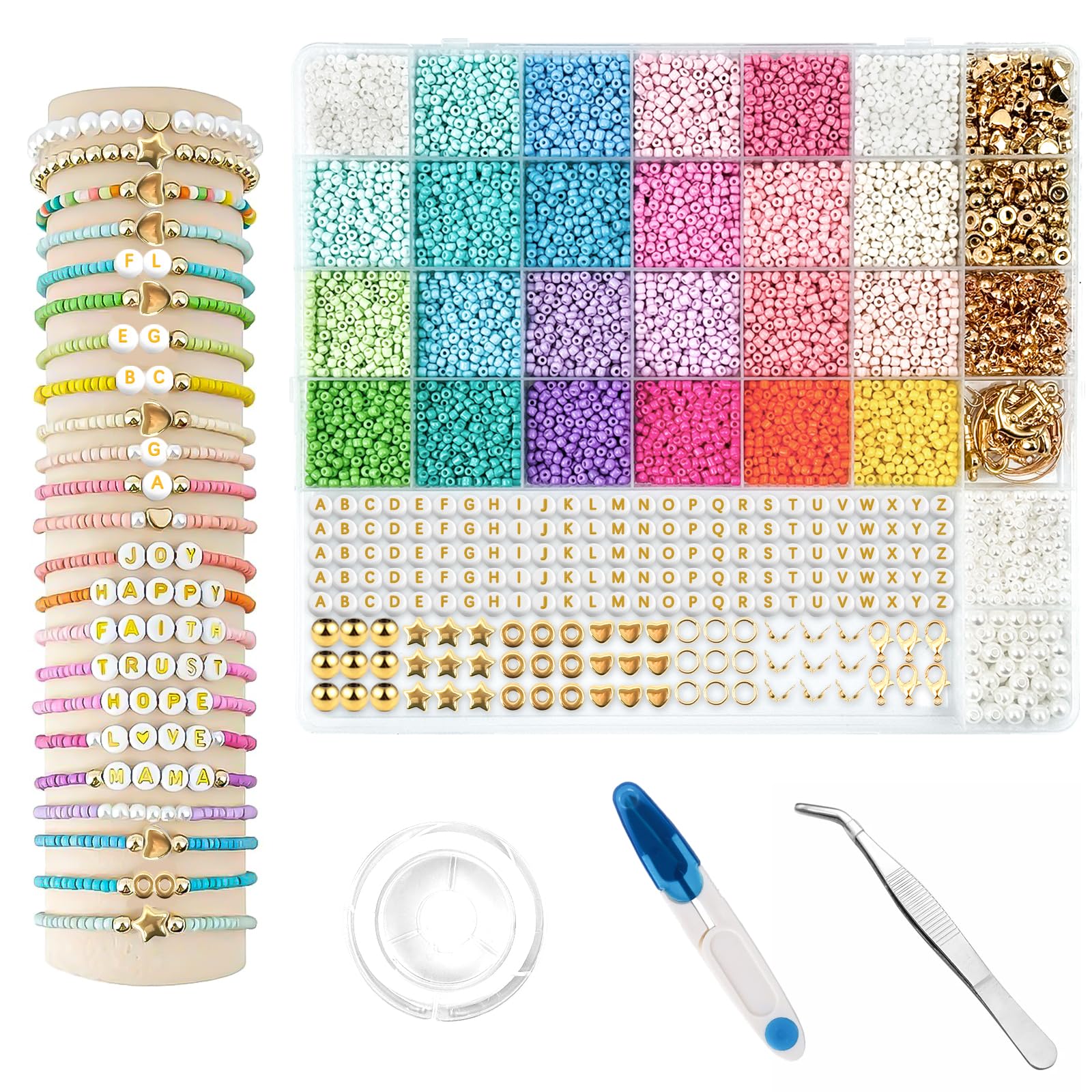 13210 Pcs Friendship Bracelet Beads Kit, 3mm Clay Beads Bracelet Making Kit