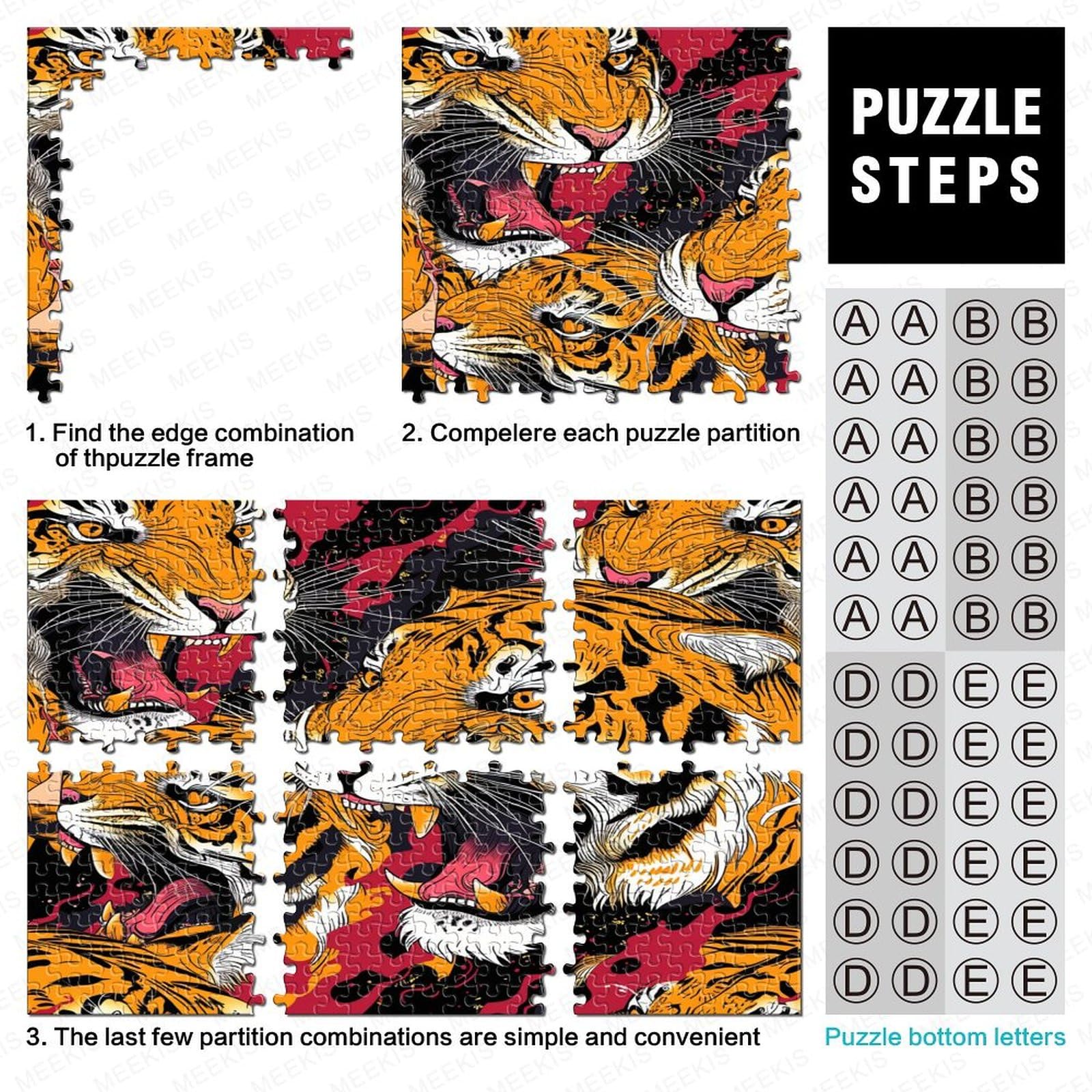 Tiger Puzzles, Puzzle 1000 elementów, Puzzle dla dorosłych, kolekcja wyzwań, niemożliwe puzzle, wysokiej jakości nadruk 1000 sztuk (75 x 50 cm)