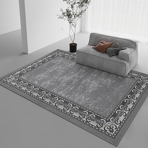 DweIke Alfombra moderna con bordes de 4 x 6 pies para sala de estar, oficina, comedor, dormitorio, respaldo de goma de lujo (antideslizante) de bajo