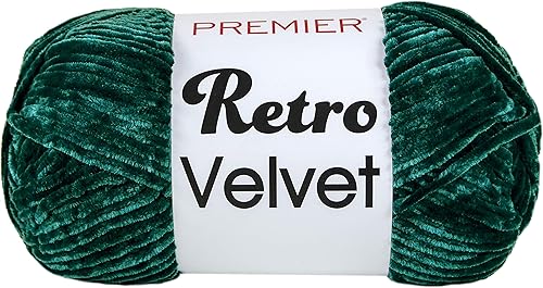 Premier Yarns Hilo de terciopelo retro, hilo ideal para tejer y tejer, hecho de poliéster, esmeralda, 9.8 oz, 306 yardas