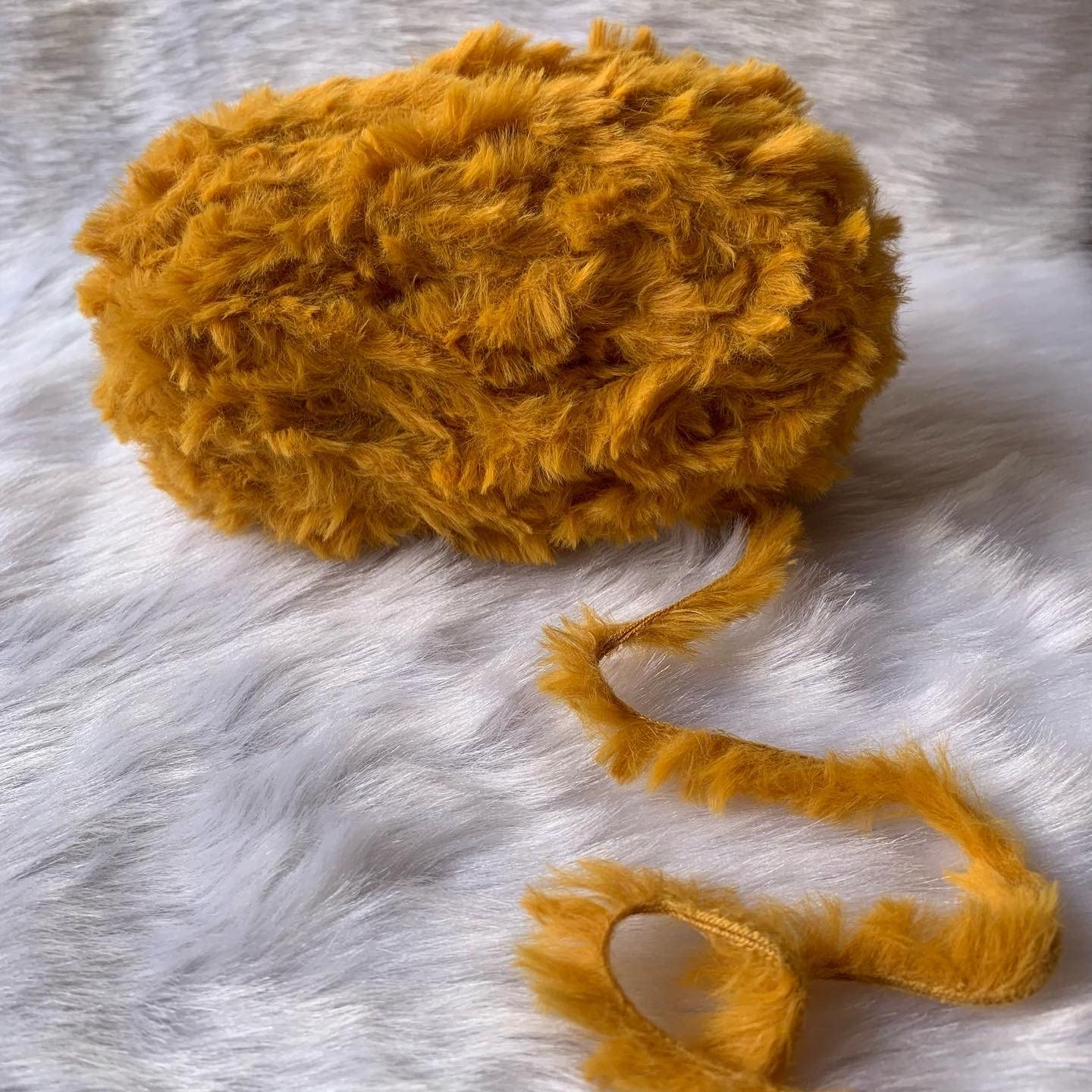 Crochet Now |Super Soft Faux Fur Yarn for Knitting and Crochet Projects 100 GMS / 60mtr Balls (Mustard)