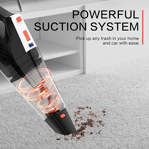 Miniatura 2 de Hihhy Aspiradora de mano inalámbrica, aspiradora portátil inalámbrica, 9000 pa, pequeña aspiradora inalámbrica recargable con 9 filtros y cable