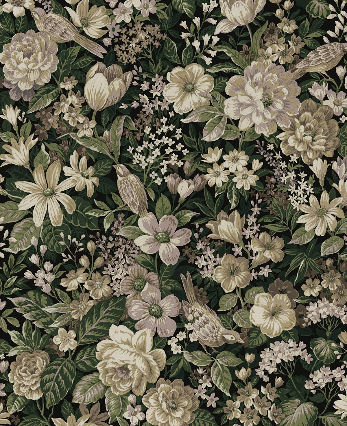 NextWall Vintage Bird Garden Peel and Stick Wallpaper