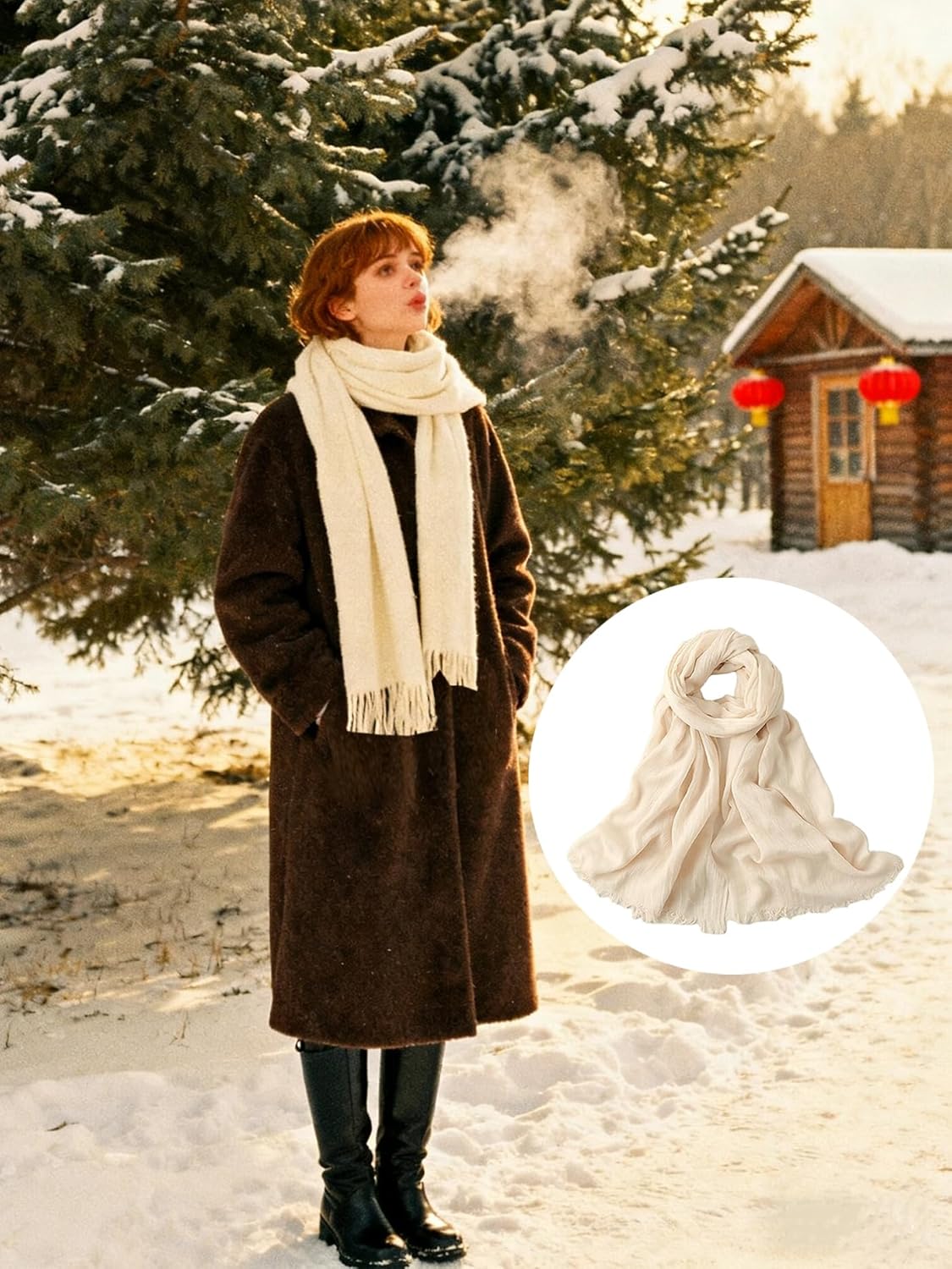 Womens Soft-Cotton-Linen Lightweight-Scarfs Large Long Fashion Gauze Shawl Wrap for Beach Travel 75”×39” - Image 5