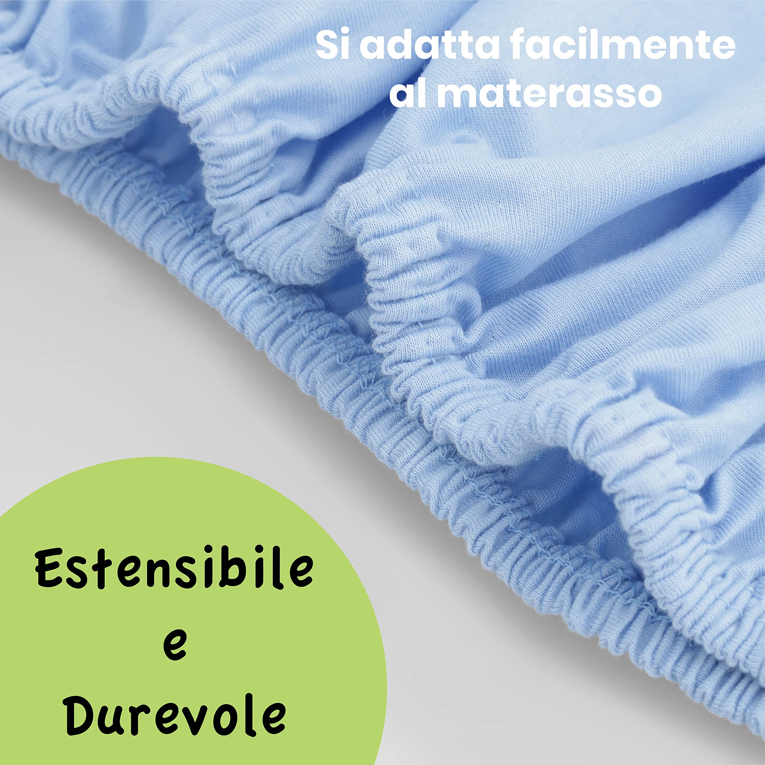 Lenzuola Lettino Neonato 60x120 Cm - Cotone 100% - Morbide E Traspiranti - Blu - Foto 2