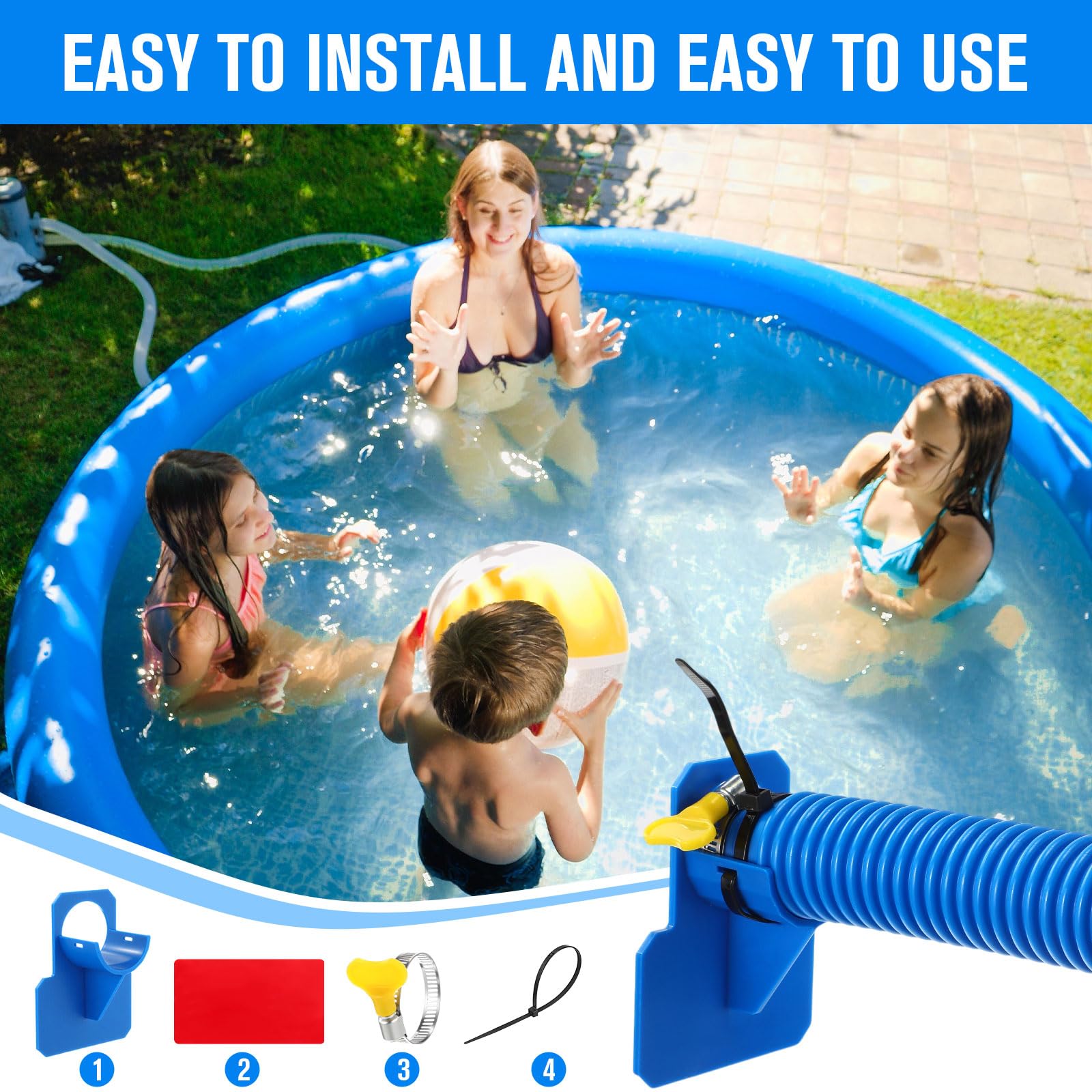 Tuanse Confezione da 6 tubi per pompa per piscina da 3,25 cm, per piscine lunghe fuori terra, accessori di ricambio per filtro per piscina, con morsetti, supporti per tubi per modelli 330/530/1000 GPH
