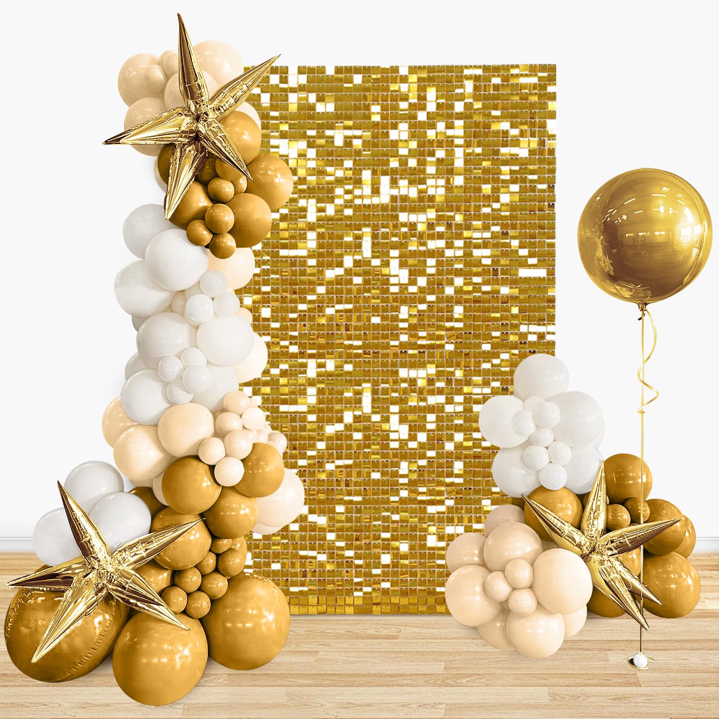 Telón de Fondo Dorado Brillante de 3 x 4 Pies - Lentejuelas para Pared, Decoración de Fiesta, Despedida de Soltera y Cumpleaños