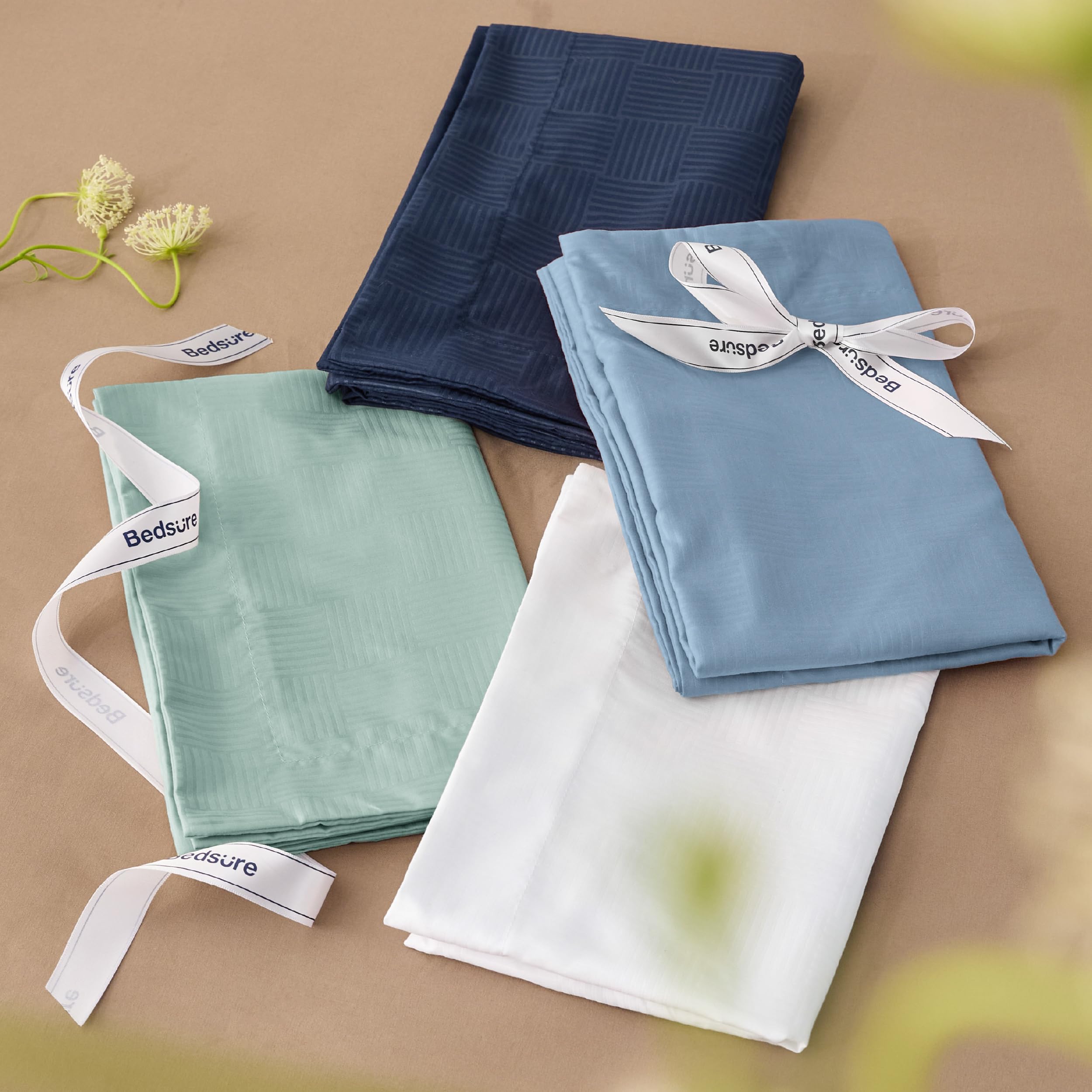 Bedsure California King Comforter Set - Mineral Blue Basket Weave Pattern Down Alternative Comforter Set Box Stitching Duvet Insert, Lightweight All Season Bedding Set with 2 Pillow Shams