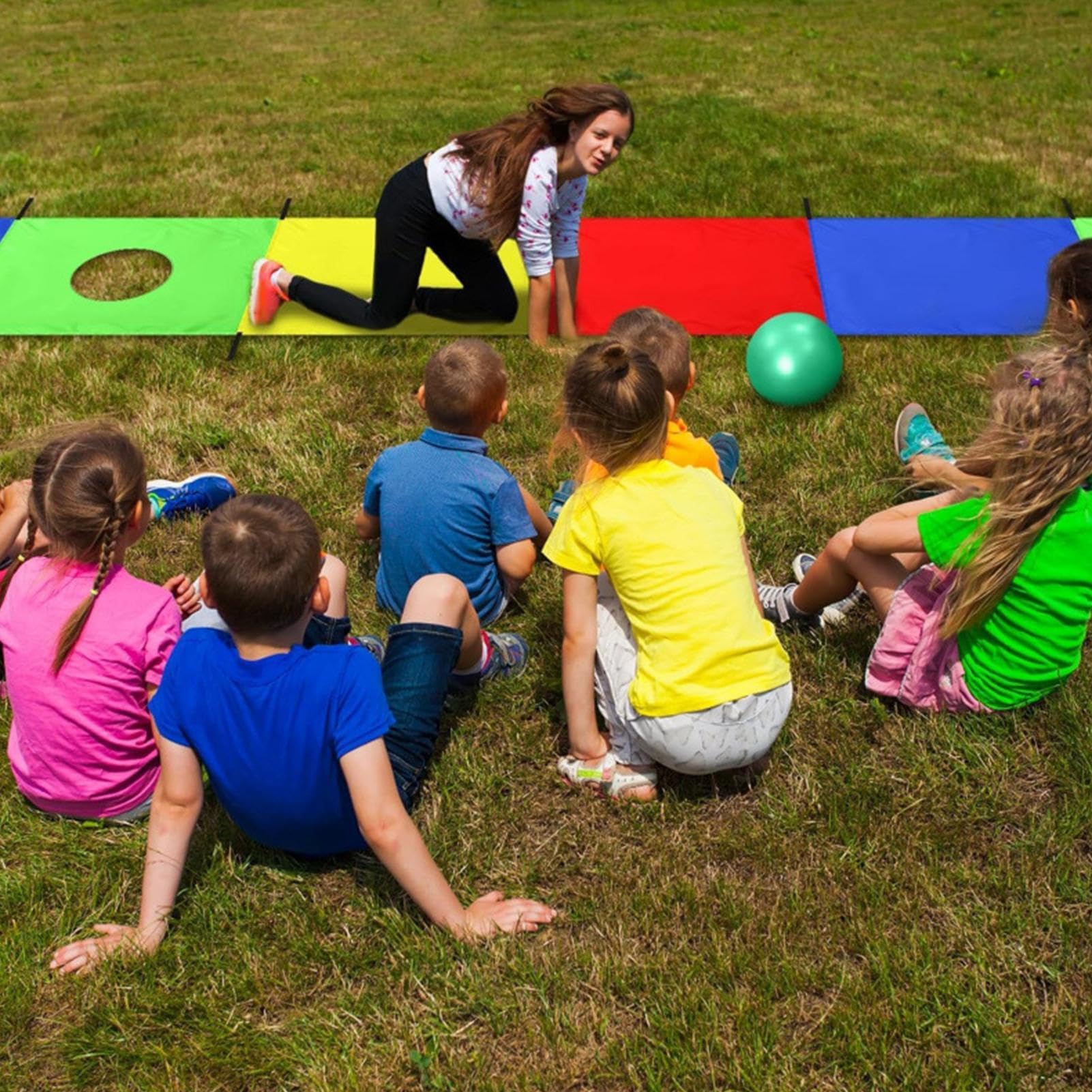 Fallschirm für Kinder, Spielausrüstung 5,5 x 09 m – Fallschirm für Kinder, für Garten Sport Gymnastik Aktivitäten Spiele Outdoor Team Building