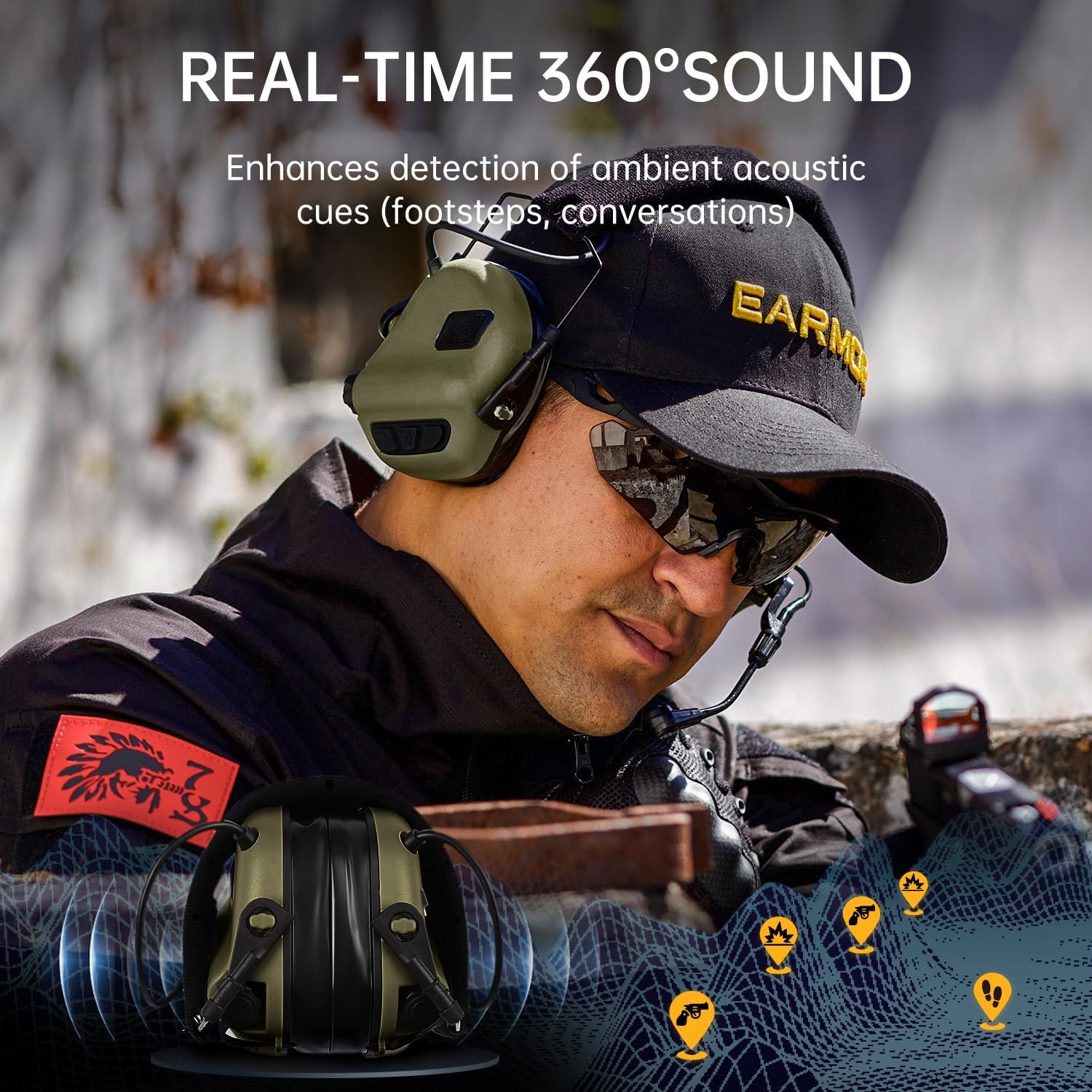 Upgrade EARMOR M32 PLUS Tactical Headset with MIC, Noise Canceling Shooting Ear Protection with U-174 Connector