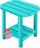 Vista 38 de LZRS Mesa Lateral Redonda Adirondack para Patio Mesa de Esquina, Mesas Laterales para Exteriores para Patio, Jardín, Piscina, Complemento