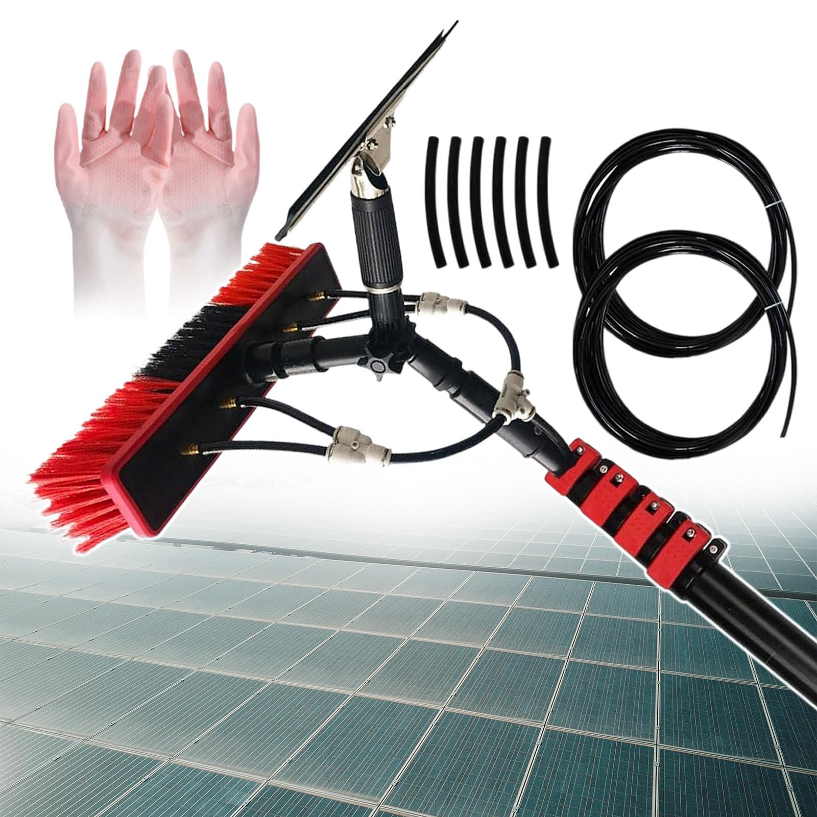 Aioneer Window Cleaning Pole, Water Fed Telescopic Brush, Extendable Cleaner For Conservatory Roof, Cleaning Photovoltaic And Solar Panels, Come With A Pair Of Gloves,10.8M/36Ft-7.2m/24ft