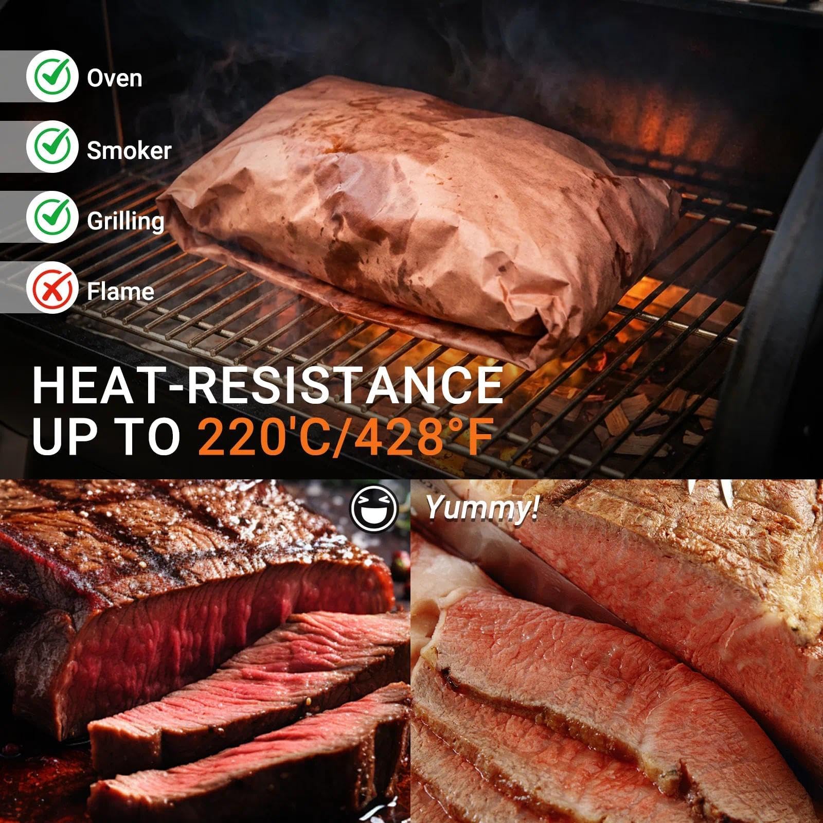 Carta da Macellaio Rosa 40 cm x 10 m – Cartine Lunghe Smoking Naturali – Carta Kraft per BBQ, Griglia e Affumicatura – 100% Cellulosa, Non Rivestita, Resistente al Calore