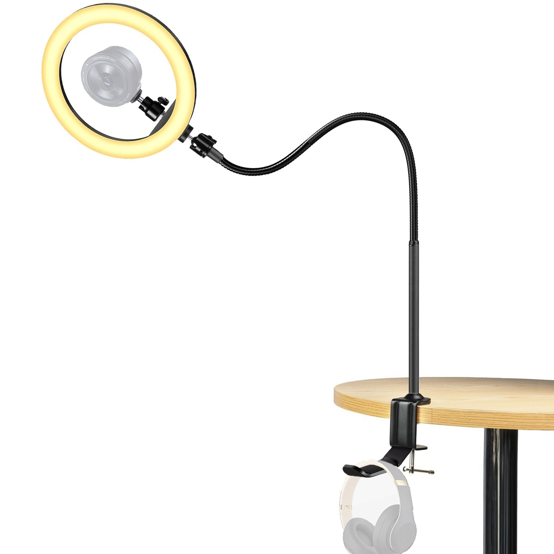 Logitech Brio Brio Webcam Ring Light Stand, 24-inch Arm Clamp
