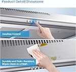 Midea Range Hood 30 inch Under Cabinet Ducted/Ductless Convertible Slim Vent Durable Stainless Steel Kitchen Reusable Filter, 3 Speed Exhaust Fan and 2 LED Lights Range Hood, 2.0 Version