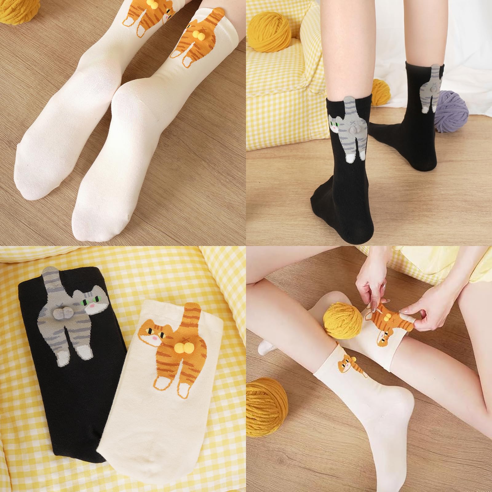 calcetines de gato, 2 pares de calcetines divertidos, 3D, 34-43, para hombres y mujeres, Halloween