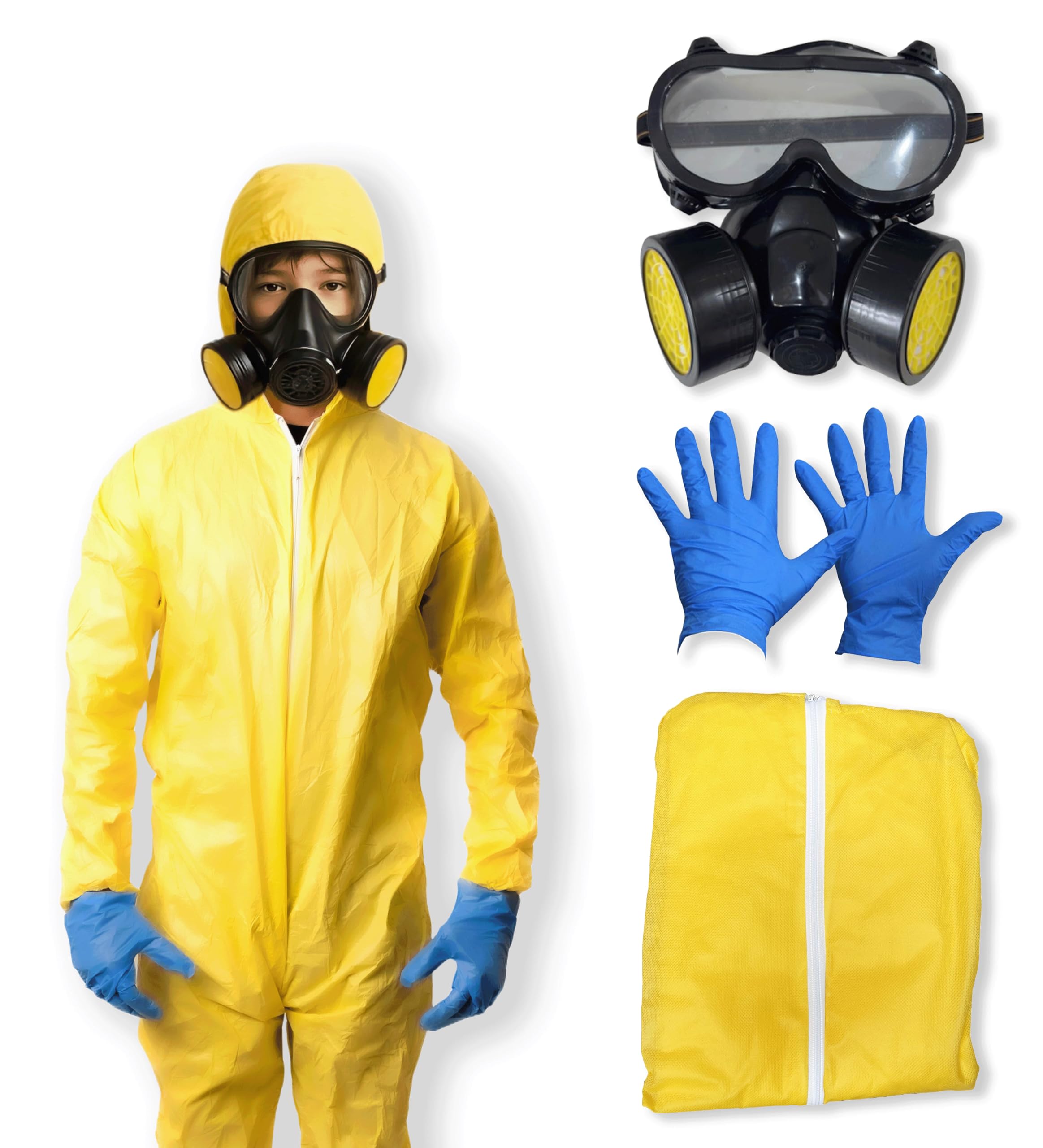 4 pcs Meth Cook Halloween Costumes Boys - Boys Aged 7-12 Halloween Costume - One Size Fits All - 2025 Trending Fancy Dress - UK Based Brand