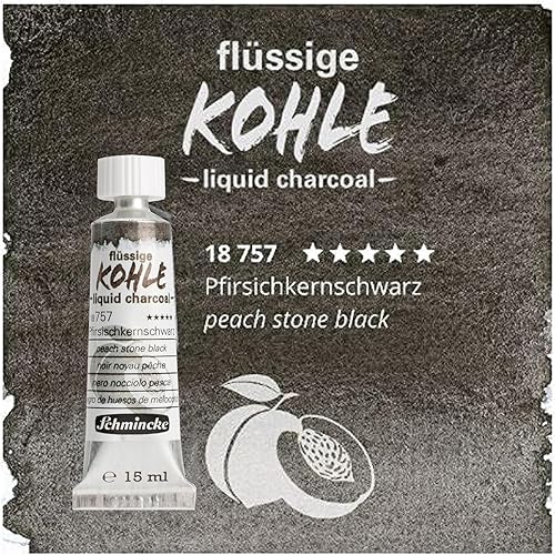 Miniatura 9 de Schmincke - Carbón líquido, melocotón piedra negro, 1.2 fl oz, 18 757 009, para pintura al carbón, dibujo al carbón y underpainting, vegano