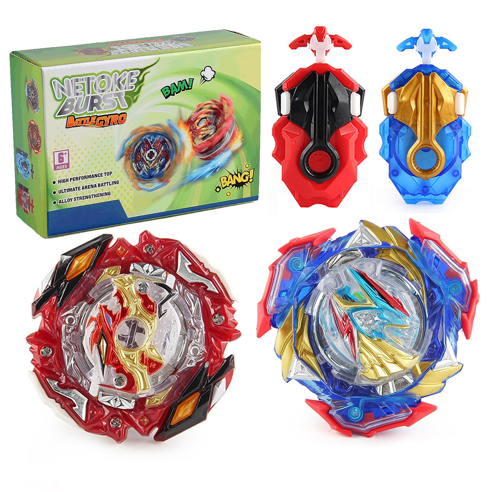 Netoke Peonzas de Batalla Burst Gyro Set, 4D Battle Gyro Model Speed Gyro con, Juguetes clásicos Regalo para niños,(B-205+B-205)