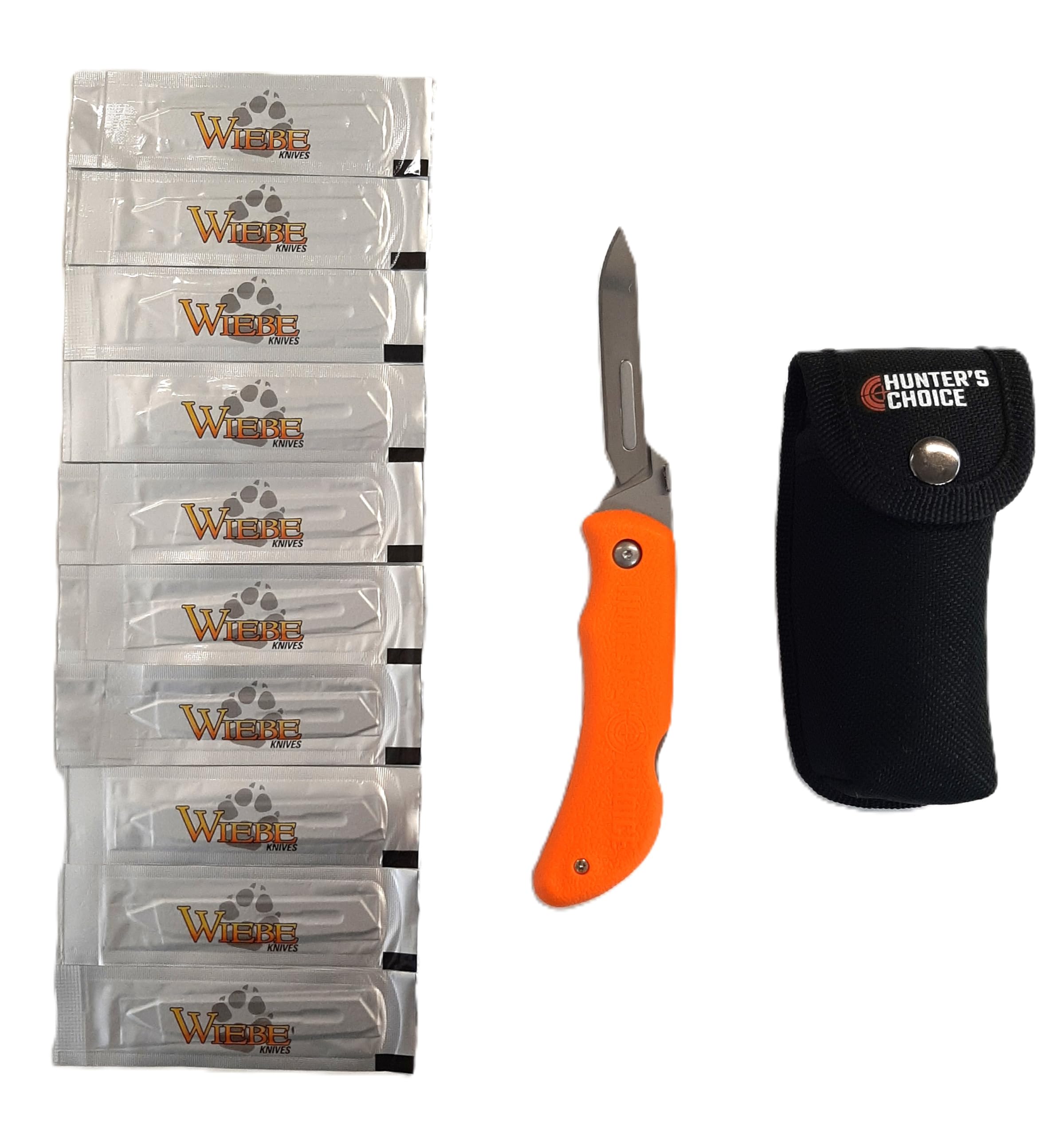 Hunter's Choice Replaceable Blade Folding Knife, w/ 10 Wiebe Wicked Sharp Blades and Carrying Case