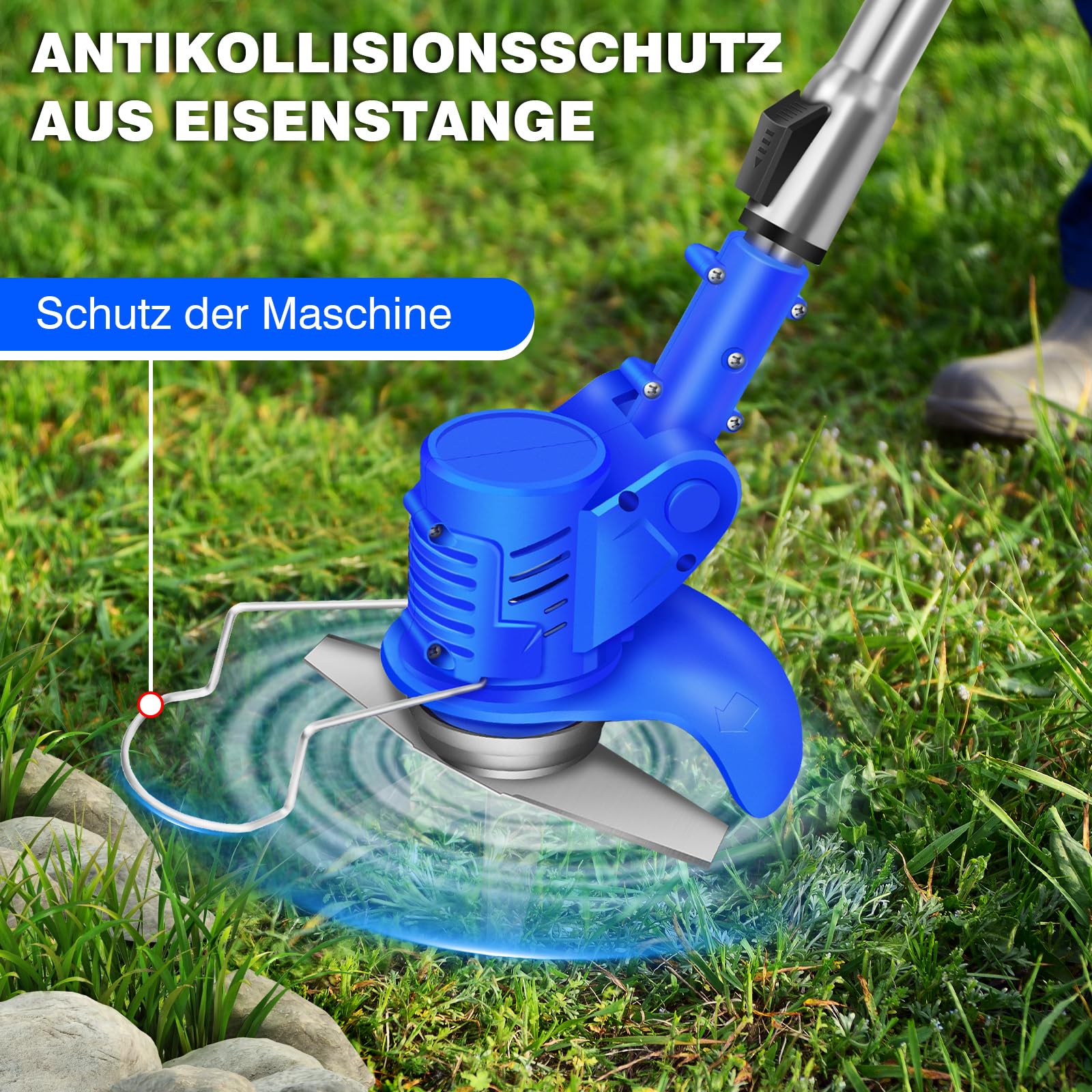 Akumulatorowa podkaszarka do trawy z akumulatorem 21 V z 2 bateriami, akumulatorowa podkaszarka spalinowa i podkaszarka trawnikowa z metalowym nożem, akumulatorowa, elektryczna podkaszarka