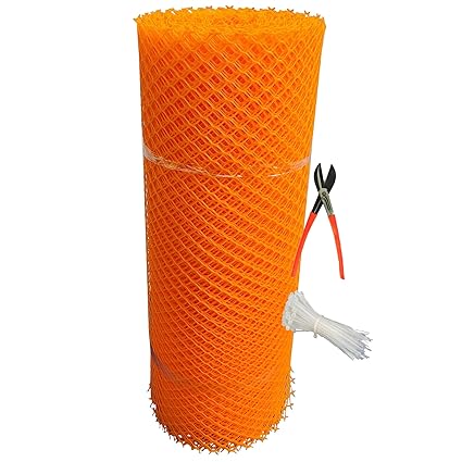 RED WIND UV Stabilized Garden Fencing Net_Tree Guard Net_Anti Bird Net_PVC Virgin HDPE_3.3 Feet Height X 30 Feet Length_Orange Color_800 GSM with 1 Cutter and 100 PVC Tags RWAGF28