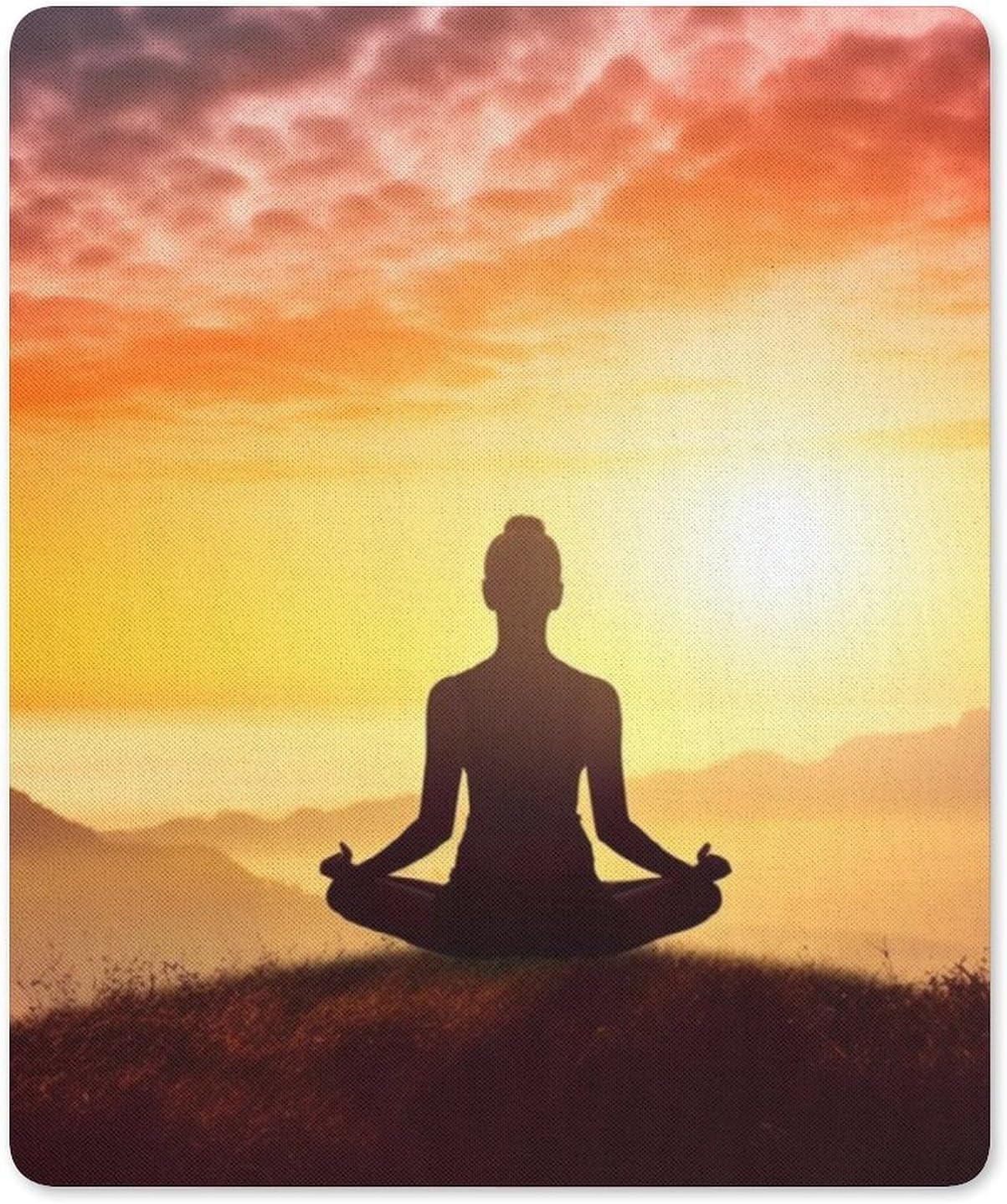 Gaming Mousepad Yoga Meditation Mouse Pad Waterproof Computer Mousepad for Laptop Office Home Mouse Mat with Anti-Slip Rubber Base 8.7 X 7.1 X 0.1 Inch