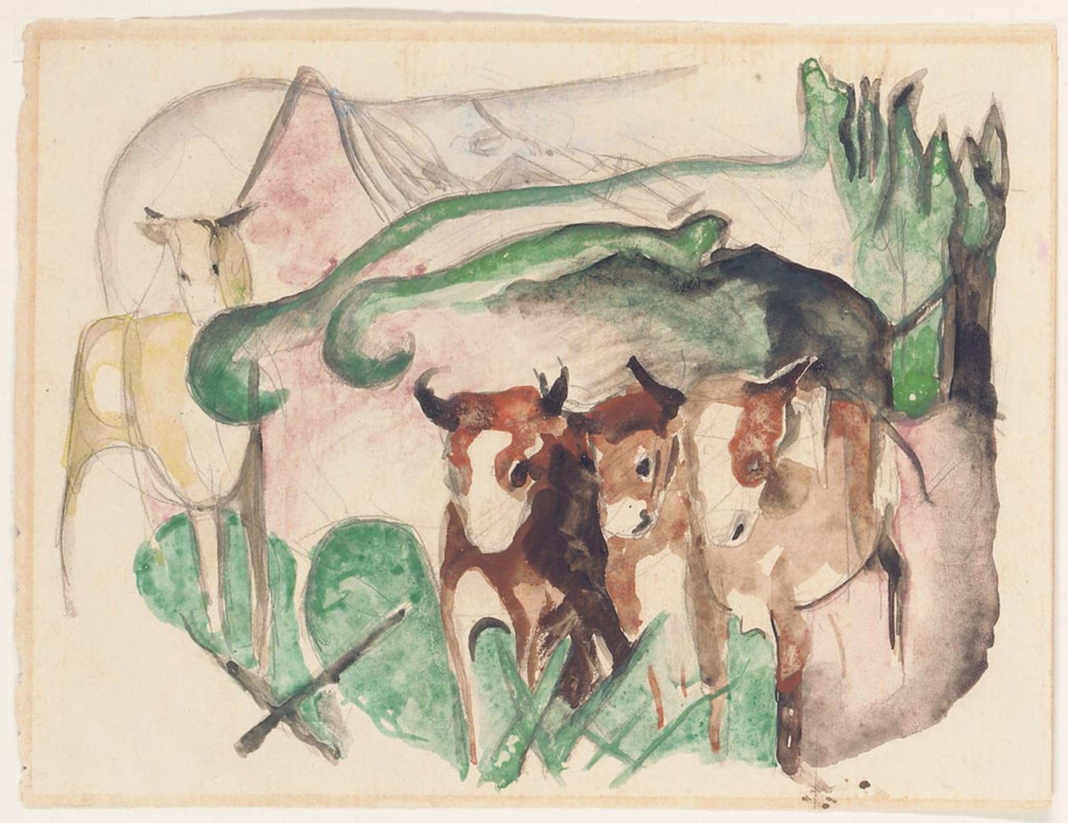 Impresiones lienzo Tiere in Einer Landschaft cuadro de pared Marc 60x90cm 5