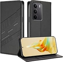 Folio Leather Case for Realme C75 4G, Premium PU/TPU Leather Flip Shockproof Wallet Case, with Stand & Card Holder, Black