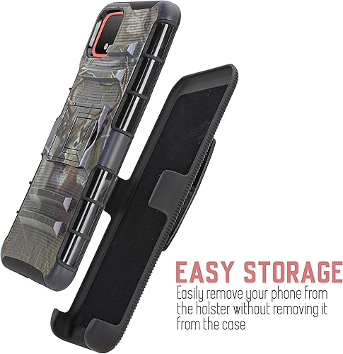 Miniatura 4 de Funda con clip para cinturón para Google Pixel 4 XL con funda híbrida de vidrio templado, funda protectora de cuerpo completo resistente a prueba de