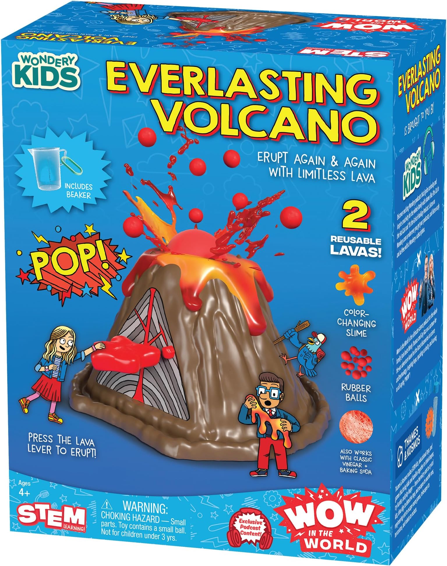 Wow in The World Everlasting Volcano | Erupt Your Volcano Again & Again, Slime Lava, Rubber Lava Rocks, Companion Audio Content, Bonus Reusable Science Tool, STEM Toy for Kids 4+ by Thames & Kosmos