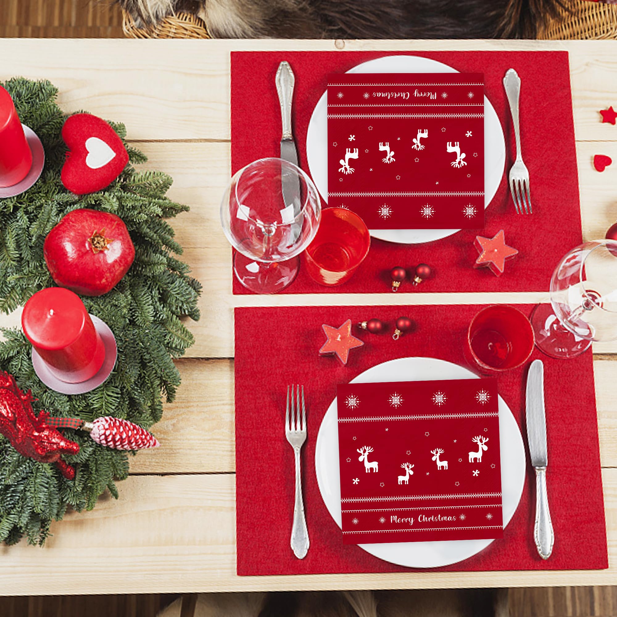 MORAINJAY Weihnachtsservietten 40 Stück - Festliche Beeren-Motive Für Feiern